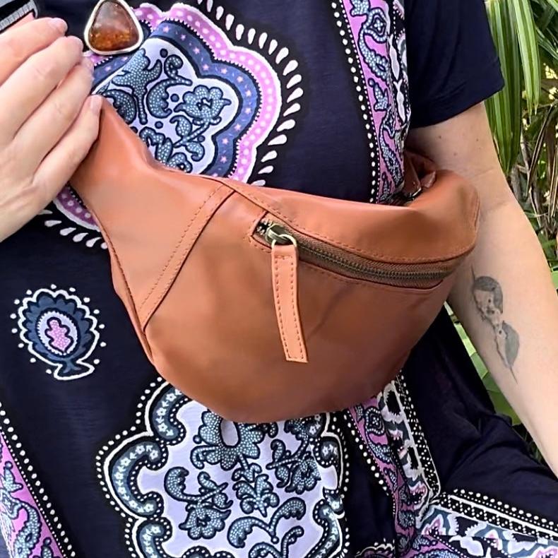 Gender neutral crossbody bum bag fanny pack in Vegan Leather Black Mindful Steps Boutique