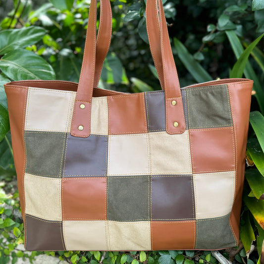 RICHA: Vegan Leather Tote Bag Patchwork