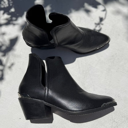 LOTUS: Vegan Leather Ankle Boots Black