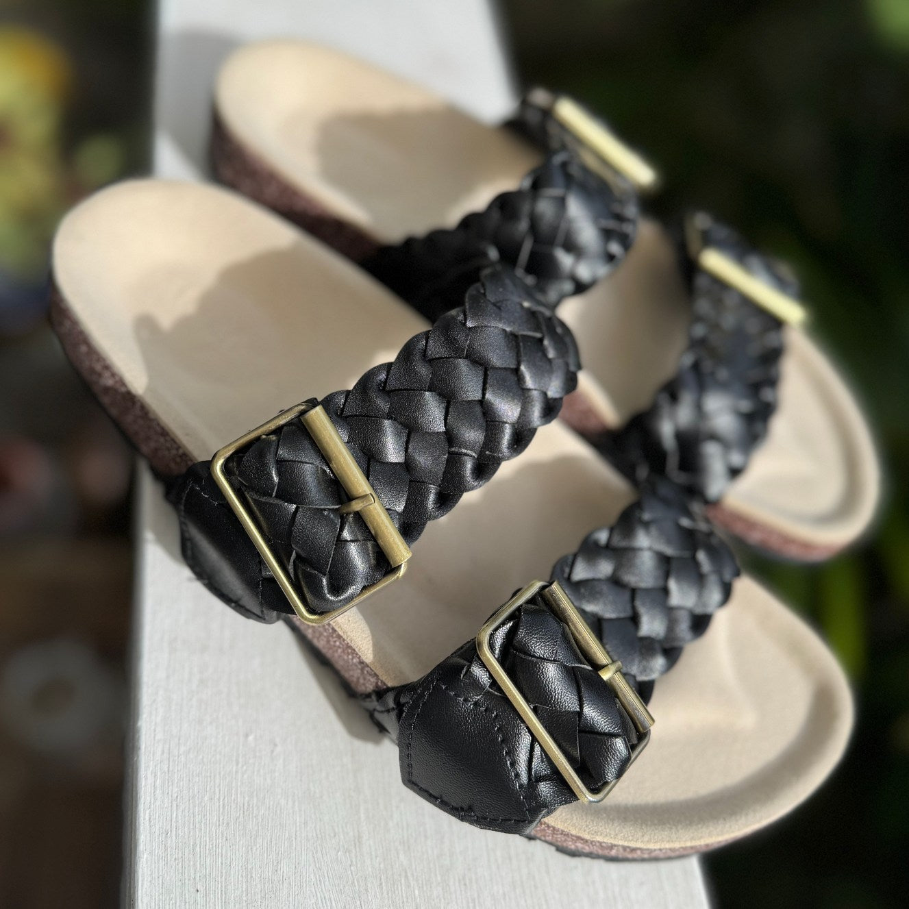 MILEY: Vegan Leather Slides Black