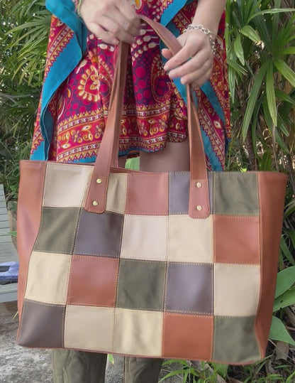 RICHA: Vegan Leather Tote Bag Patchwork