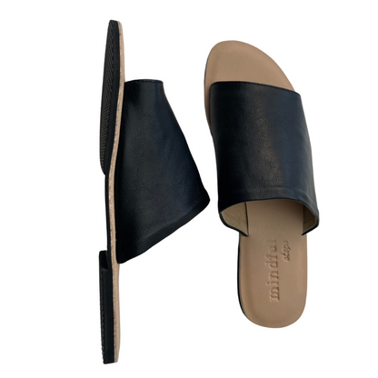 SAGE: Vegan Leather Slides Black Sole