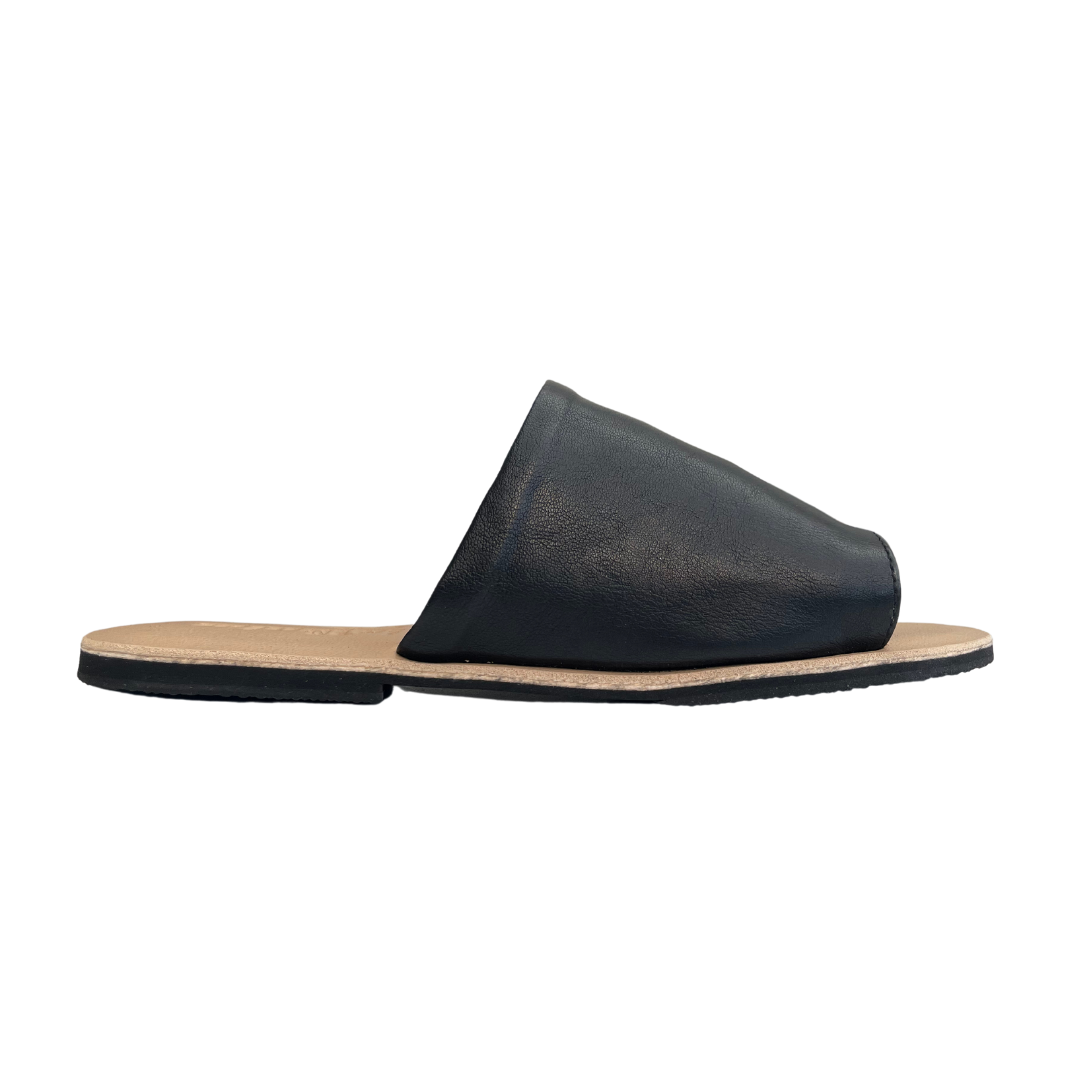 SAGE: Vegan Leather Slides Black Sole